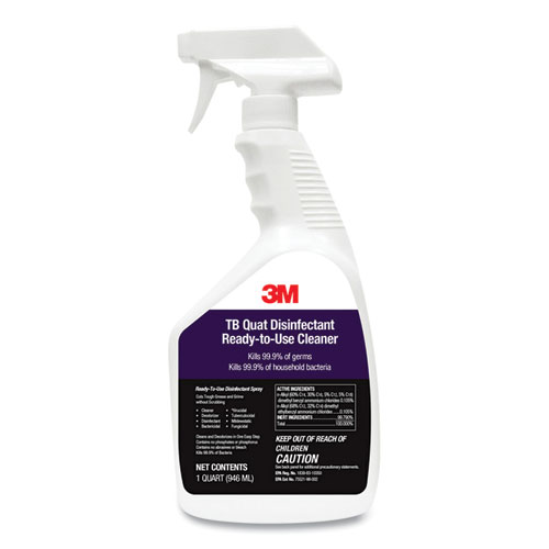 3M™ TB Quat Disinfectant Ready-to-Use Cleaner, 32 oz Bottle, 12 Bottles and 2 Spray Triggers/Carton