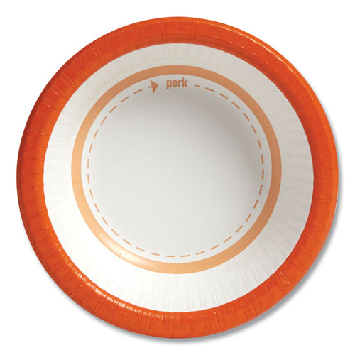 Image of Heavy-Weight Paper Bowls, 12 oz, White/Orange, 125/Pack, 4 Packs/Carton