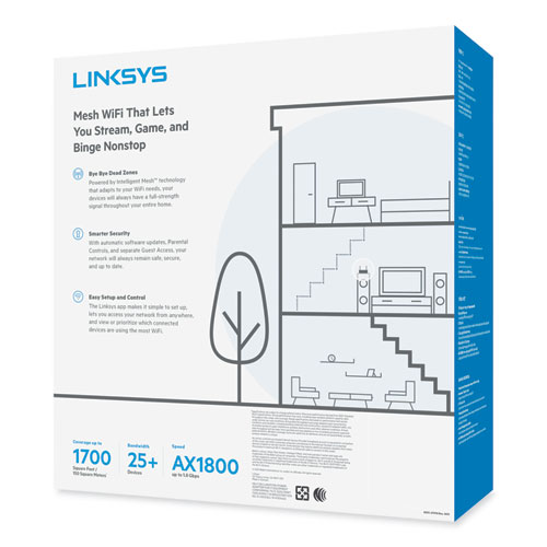 Image of Linksys™ Max-Stream Mesh Wi-Fi 6 Router, 6 Ports, Dual-Band 2.4 Ghz/5 Ghz
