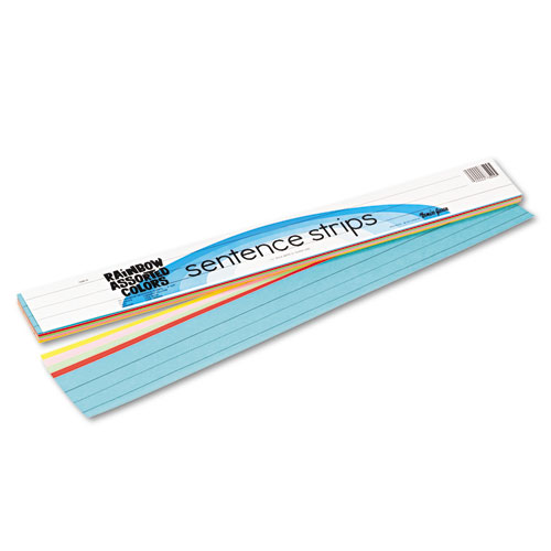 Sentence Strips, 24 x 3, Assorted Colors, 100/Pack | by Plexsupply