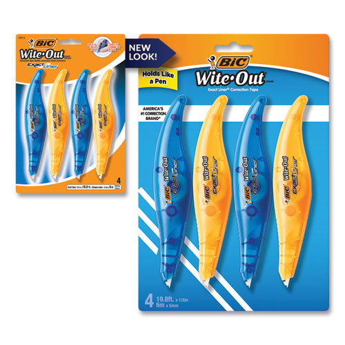 Image of Bic® Wite-Out Brand Exact Liner Correction Tape, Non-Refillable, 0.2" X 236", 4/Pack
