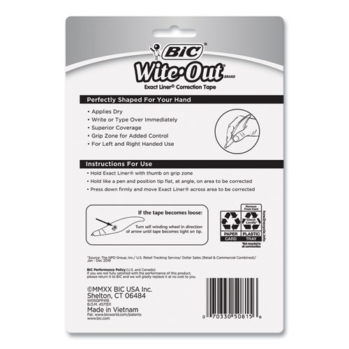 BIC Wite Out Exact Liner Correction Tape 15 Line Coverage 236 Pack