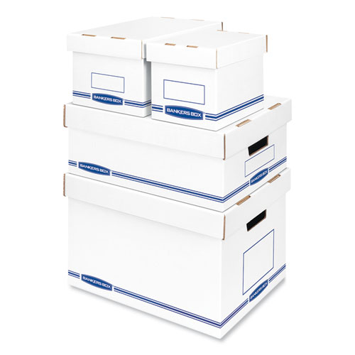 Image of Bankers Box® Organizer Storage Boxes, X-Large, 12.75" X 16.5" X 10.5", White/Blue, 12/Carton
