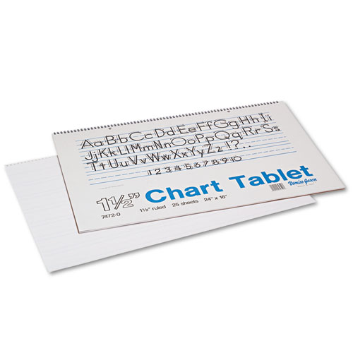 Chart Tablets, Presentation Format (1 1/2" Rule), 25 White 24 x 16 Sheets