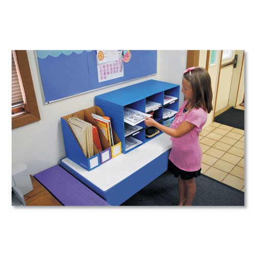 Image of Classroom Literature Sorter, 9 Compartments, 28.25 x 13 x 16, Blue