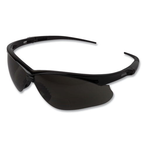 V60 Nemesis Rx Reader Safety Glasses, Black Frame, Smoke Lens, +2.5 Diopter Strength, 6/Box