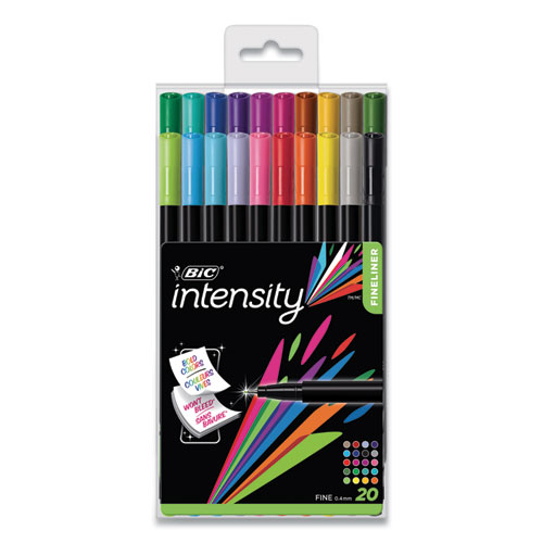 Intensity Porous Point Pen, Stick, Fine 0.4 mm, Assorted Ink and Barrel Colors, 20/Pack