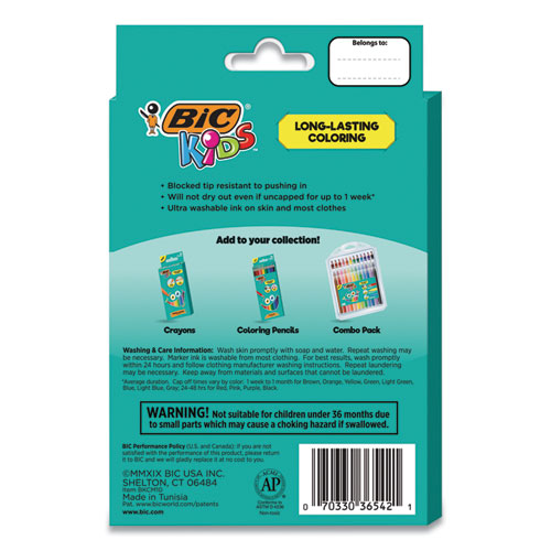 Image of Bic® Kids Ultra Washable Markers, Medium Bullet Tip, Assorted Colors, 10/Pack