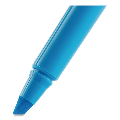 Image of Bic® Brite Liner Highlighter, Fluorescent Blue Ink, Chisel Tip, Blue/Black Barrel, Dozen