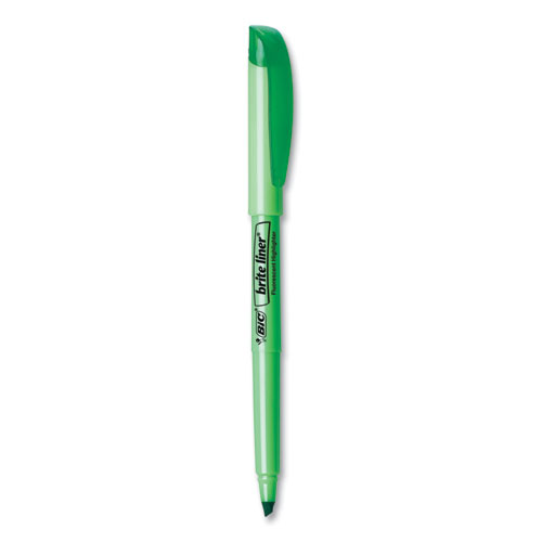 Image of Brite Liner Highlighter, Fluorescent Green Ink, Chisel Tip, Green/Black Barrel, Dozen