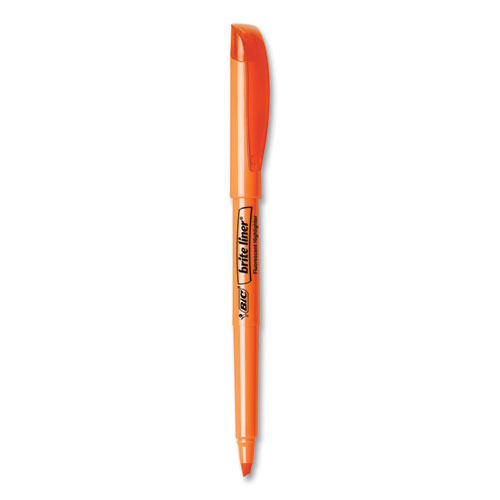 Image of Brite Liner Highlighter, Fluorescent Orange Ink, Chisel Tip, Orange/Black Barrel, Dozen