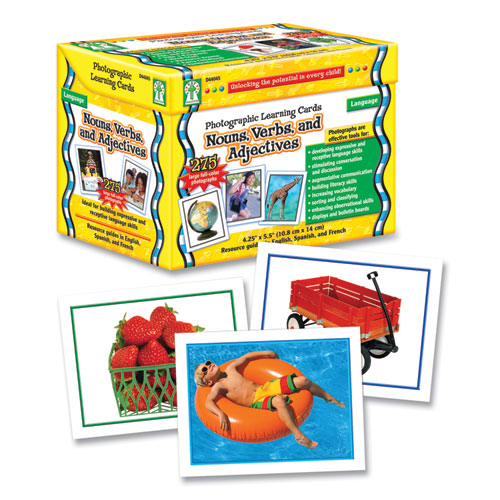 Photographic Learning Cards Boxed Set, Nouns/Verbs/Adjectives, Grades K to 5, 275 Cards/Set
