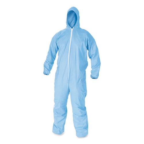 KleenGuard™ A65 Zipper Front Flame-Resistant Hooded Coveralls, Elastic Wrist and Ankles, X-Large, Blue, 25/Carton