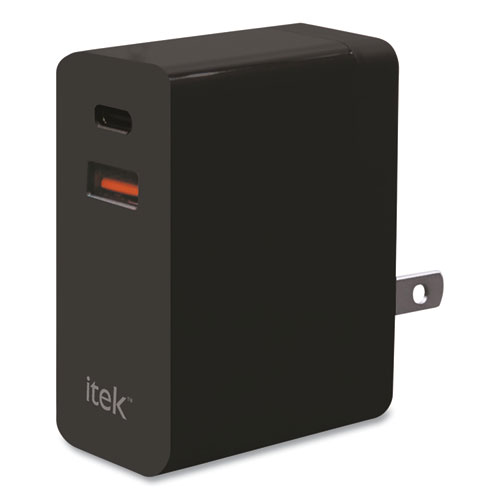 Itek™ Wall Charger, 38 W, USB-C, Black