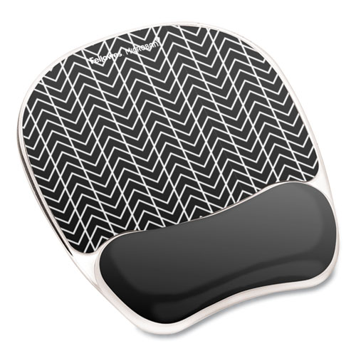 Image of Fellowes® Photo Gel Mouse Pad With Wrist Rest With Microban Protection, 7.87 X 9.25, Chevron Design