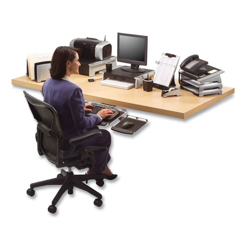 Office Suites Printer/Machine Stand, 21.25 x 18.06 x 5.25, Black/Silver