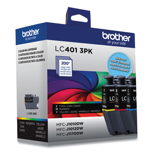 Image of Brother Lc4013Pks Ink, 200 Page-Yield, Cyan/Magenta/Yellow, 3/Pack