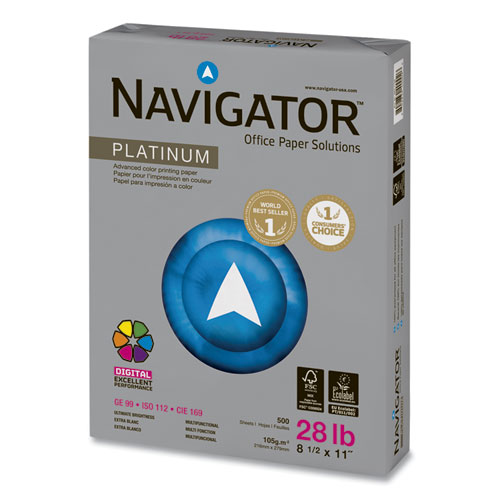 Navigator® Platinum Paper, 99 Bright, 28 Lb Bond Weight, 8.5 X 11, White, 500/Ream