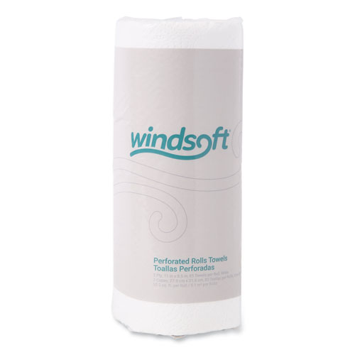 Image of Windsoft® Kitchen Roll Towels, 2-Ply, 11 X 8.5, White, 85/Roll, 30 Rolls/Carton