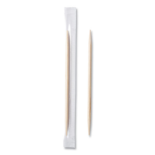 Mint Cello-Wrapped Wood Toothpicks, 2.5", Natural, 1,000/Box, 15 Boxes/Carton