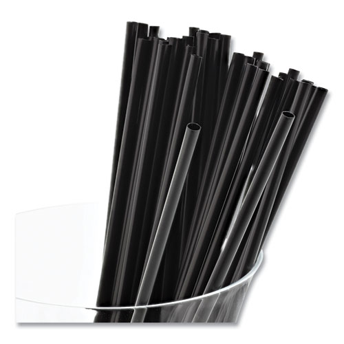 Image of Amercareroyal® Sip Straws, 7.5", Plastic, Black, 10,000/Carton