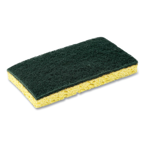 Heavy-Duty Scrubbing Sponge, 3.5 x 6, 0.85" Thick, Yellow/Green, 20/Carton