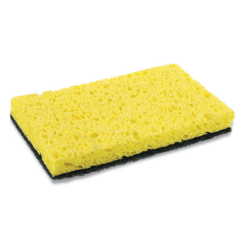 Heavy-Duty Scrubbing Sponge, 3.5 x 6, 0.85" Thick, Yellow/Green, 20/Carton