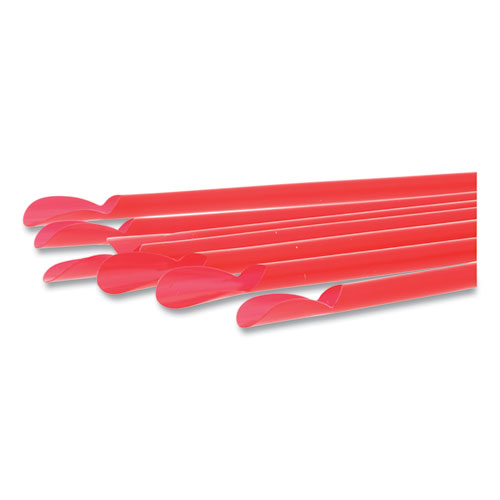 Jumbo Spoon Straw, 10.25", Plastic, Red, 300/Pack, 18 Packs/Carton