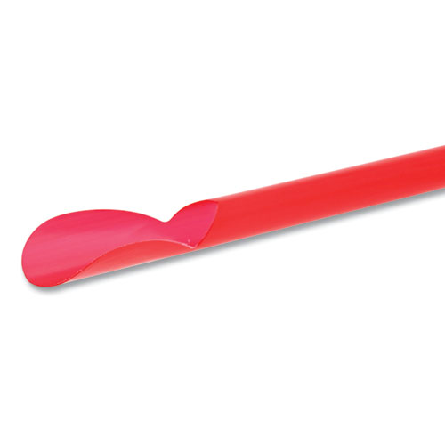 Jumbo Spoon Straw, 10.25", Plastic, Red, 300/Pack, 18 Packs/Carton