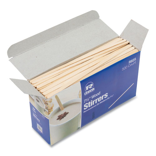 Wood Coffee Stirrers, 7.5" Long, 500/Box, 10 Boxes/Carton