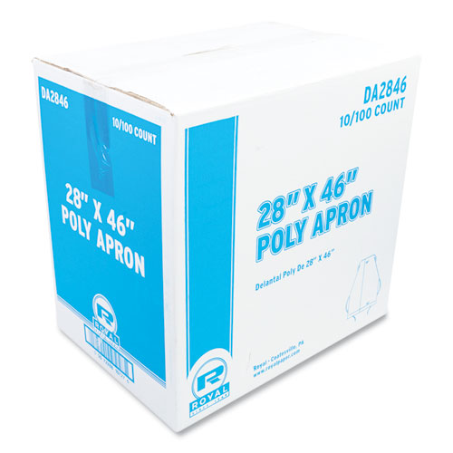 Image of Poly Apron, 28 x 46,  One Size Fits All, White, 100/Pack, 10 Packs/Carton
