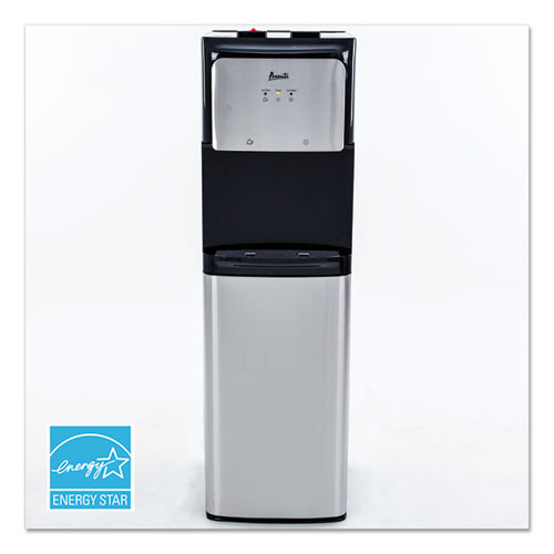 Hot and Cold Bottom Load Water Dispenser, 3-5 gal, 12.25 x 14 x 41.5, Black/Stainless Steel