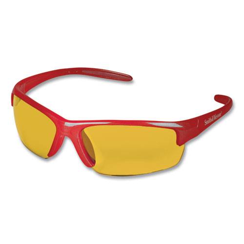 Image of Kleenguard™ Equalizer Safety Glasses, Red Frames, Amber/Yellow Lens, 12/Box