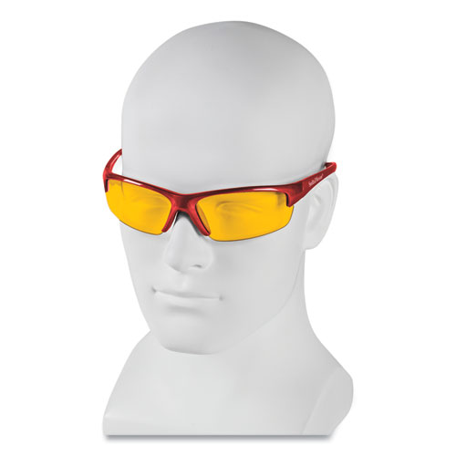 Equalizer Safety Glasses, Red Frames, Amber/Yellow Lens, 12/Box