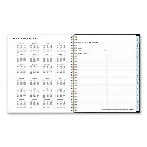 Image of Blue Sky® Baccara Dark Monthly Planner, Baccara Dark Floral Artwork, 10 X 8, Gray/Black/Gold Cover, 12-Month (Jan To Dec): 2024