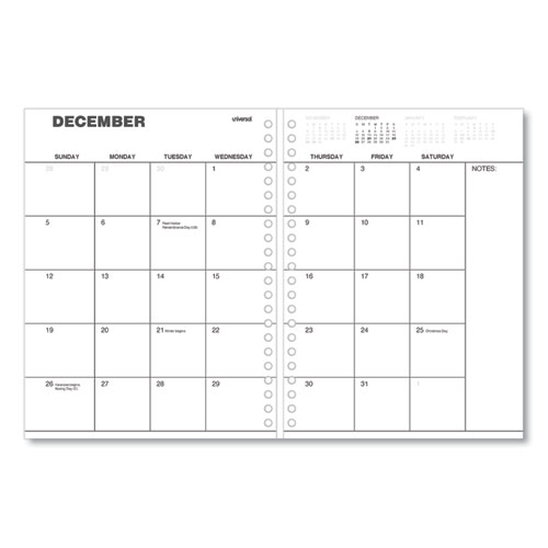 Image of Universal® Weekly Planner, 11 X 8, Black Cover, 14-Month, Dec 2023 To Jan 2025