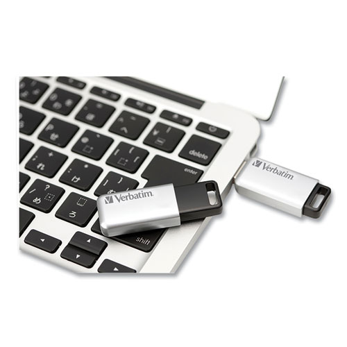 Store 'n' Go Secure Pro USB Flash Drive with AES 256 Encryption, 128 GB, Silver