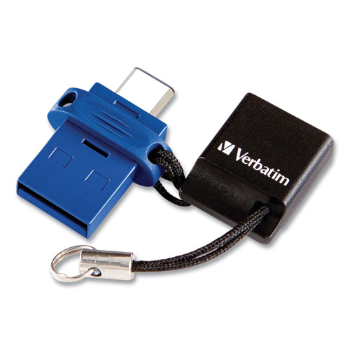 Image of Verbatim® Store 'N' Go Dual Usb 3.0 Flash Drive For Usb-C Devices, 32 Gb, Blue