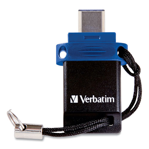 Image of Verbatim® Store 'N' Go Dual Usb 3.0 Flash Drive For Usb-C Devices, 64 Gb, Blue