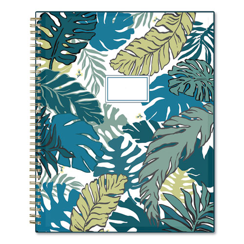 Image of Blue Sky® Grenada Create-Your-Own Cover Weekly/Monthly Planner, Jungle Leaf Artwork, 11 X 8.5, Green/Blue Cover, 12-Month(Jan-Dec):2024