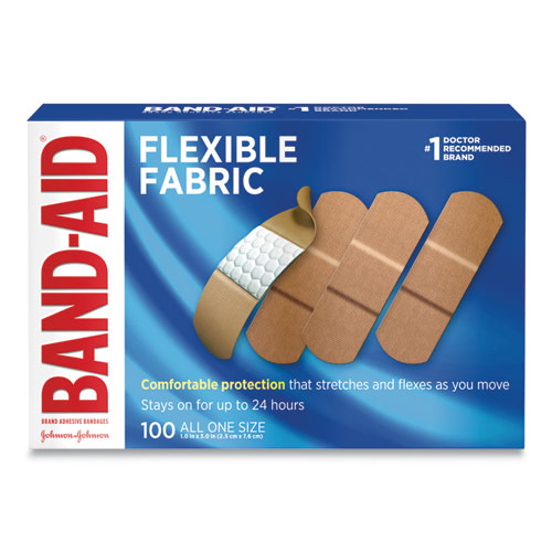 Band-Aid® Flexible Fabric Adhesive Bandages, 1 X 3, 100/Box