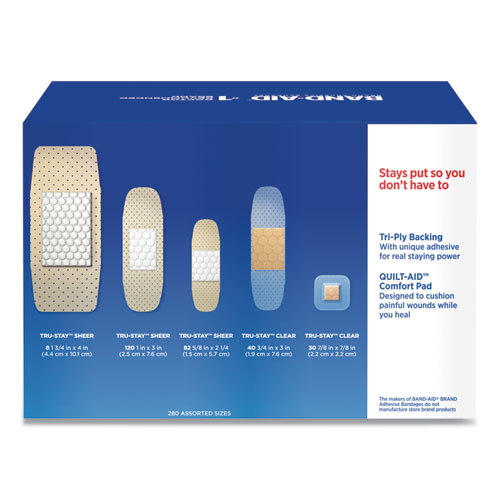 Image of Band-Aid® Sheer/Wet Adhesive Bandages, Assorted Sizes, 280/Box