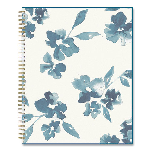 Image of Blue Sky® Bakah Blue Weekly/Monthly Planner, Bakah Blue Floral Artwork, 11 X 8.5, Blue/White Cover, 12-Month (Jan To Dec): 2024