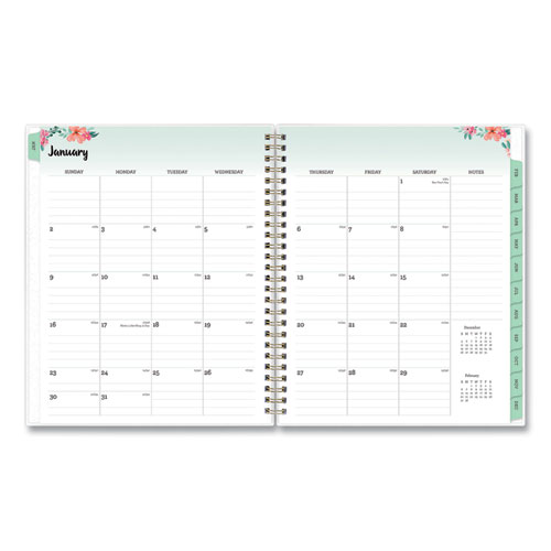 Image of Blue Sky® Laurel Weekly/Monthly Planner, Laurel Floral Artwork, 9 X 7, Green/Pink/Orange Cover, 12-Month (Jan To Dec): 2024