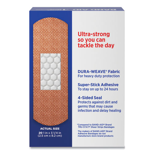 Image of Band-Aid® Flexible Fabric Adhesive Tough Strip Bandages, 1 X 4, 20/Box