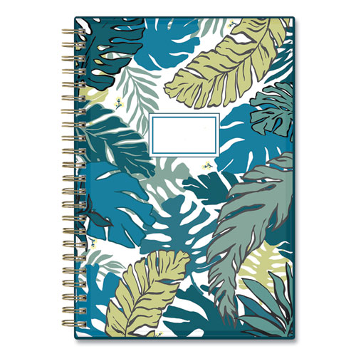 Grenada Create-Your-Own Cover Weekly/Monthly Planner, Jungle Leaf Artwork, 8 x 5, Green/Blue Cover, 12-Month (Jan-Dec): 2024