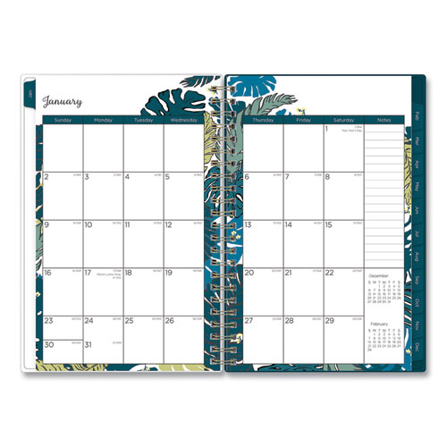 Image of Blue Sky® Grenada Create-Your-Own Cover Weekly/Monthly Planner, Jungle Leaf Artwork, 8 X 5, Green/Blue Cover, 12-Month (Jan-Dec): 2024
