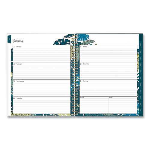 Image of Blue Sky® Grenada Create-Your-Own Cover Weekly/Monthly Planner, Jungle Leaf Artwork, 11 X 8.5, Green/Blue Cover, 12-Month(Jan-Dec):2024