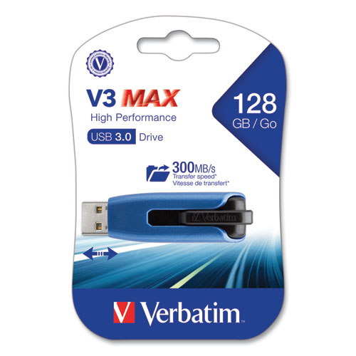 V3 Max USB 3.0 Flash Drive, 128 GB, Blue