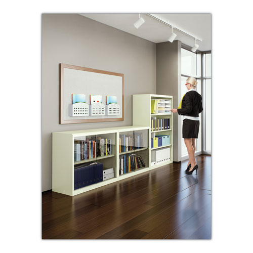 Metal Bookcase, Three-Shelf, 34.5w x 13.5d x 40h, Black